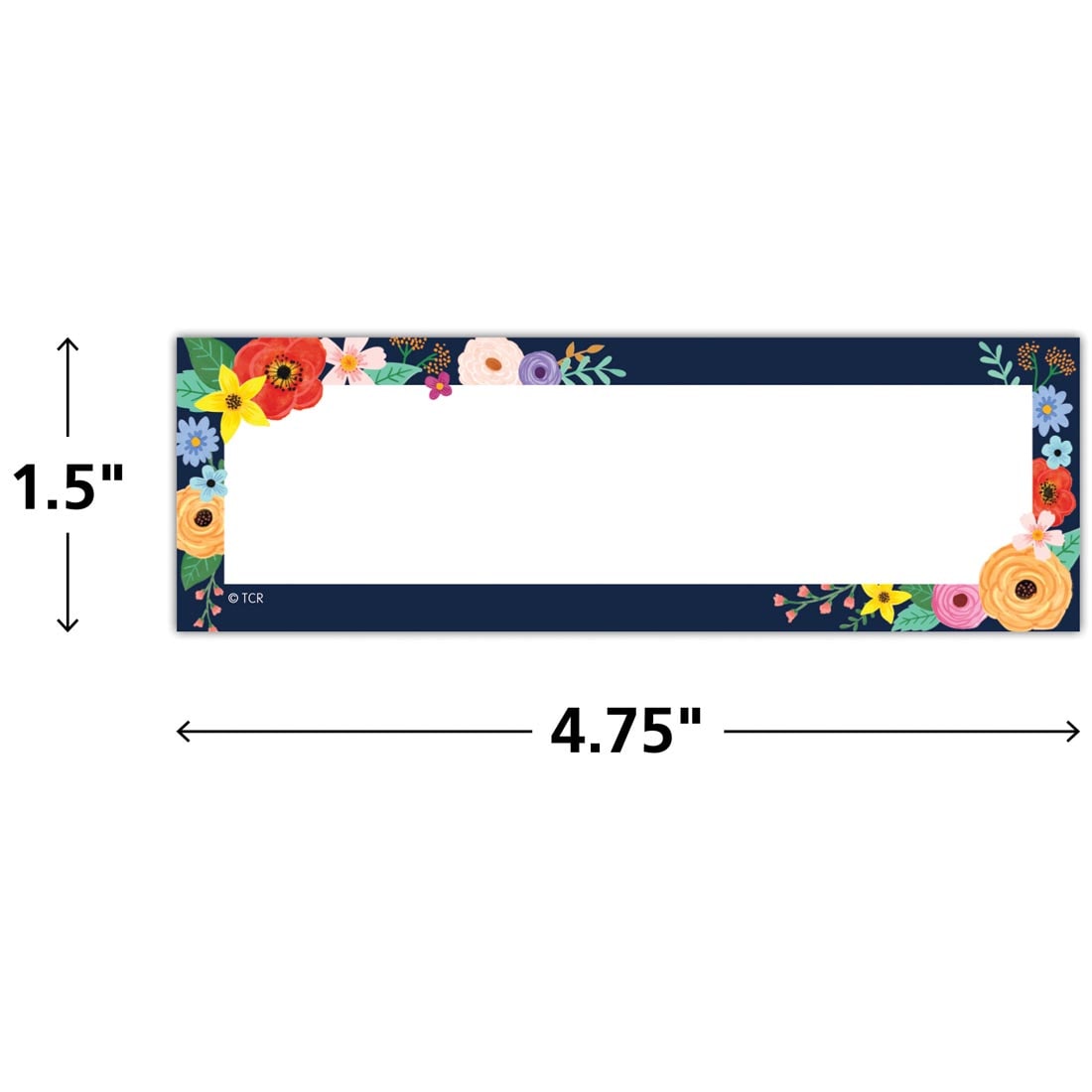 Magnetic Label from the Wildflowers collection by Teacher Created Resources labled with measurements 1.5" x 4.75"