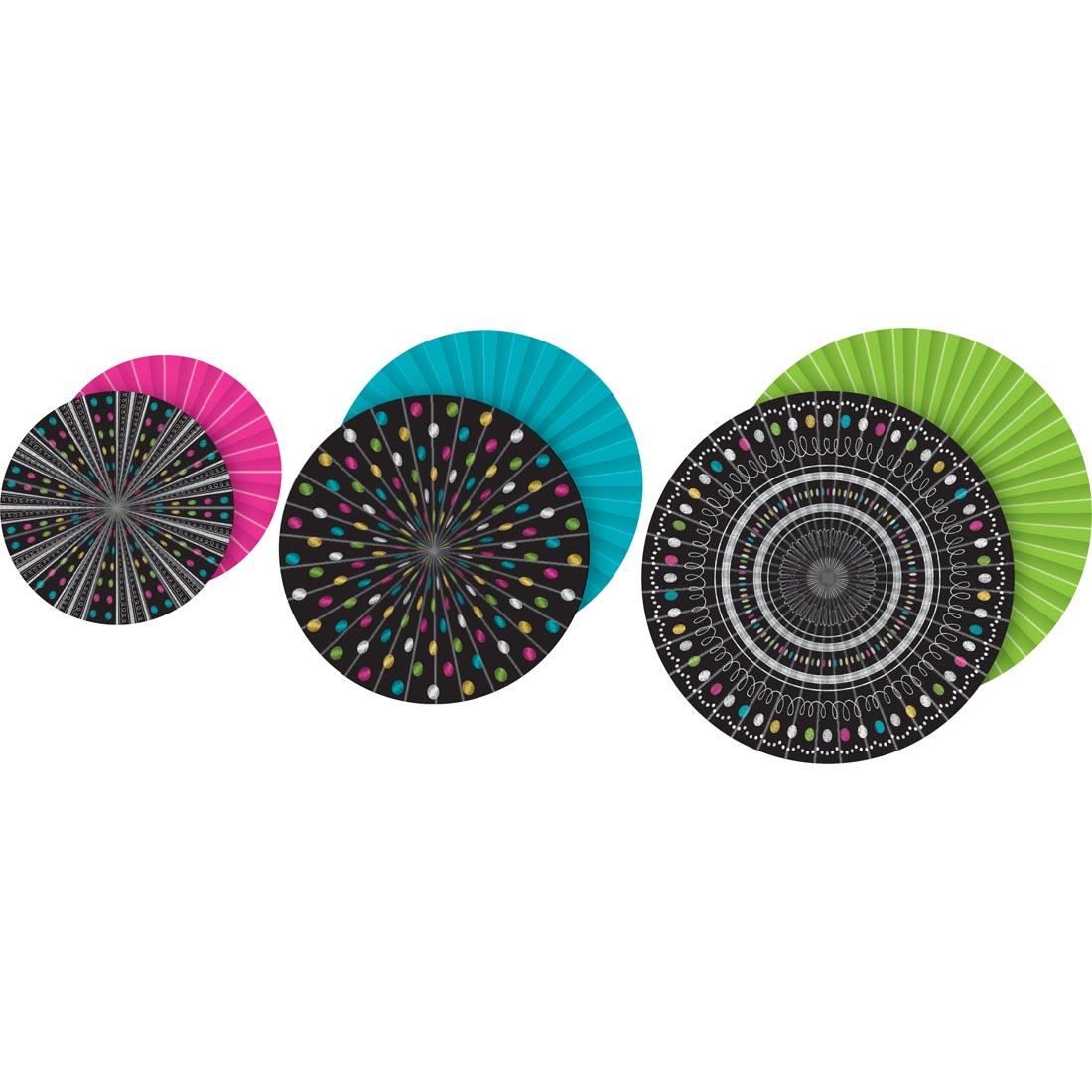 Hanging Paper Fans from the Chalkboard Brights collection by Teacher Created Resources