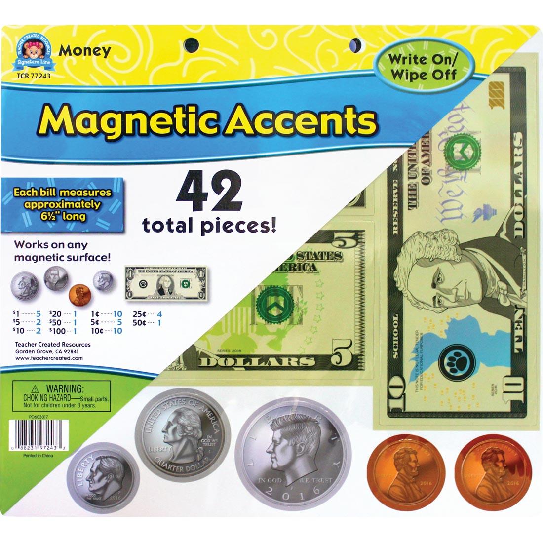 Teacher Created Resources Money Magnetic Accents, shown in packaging