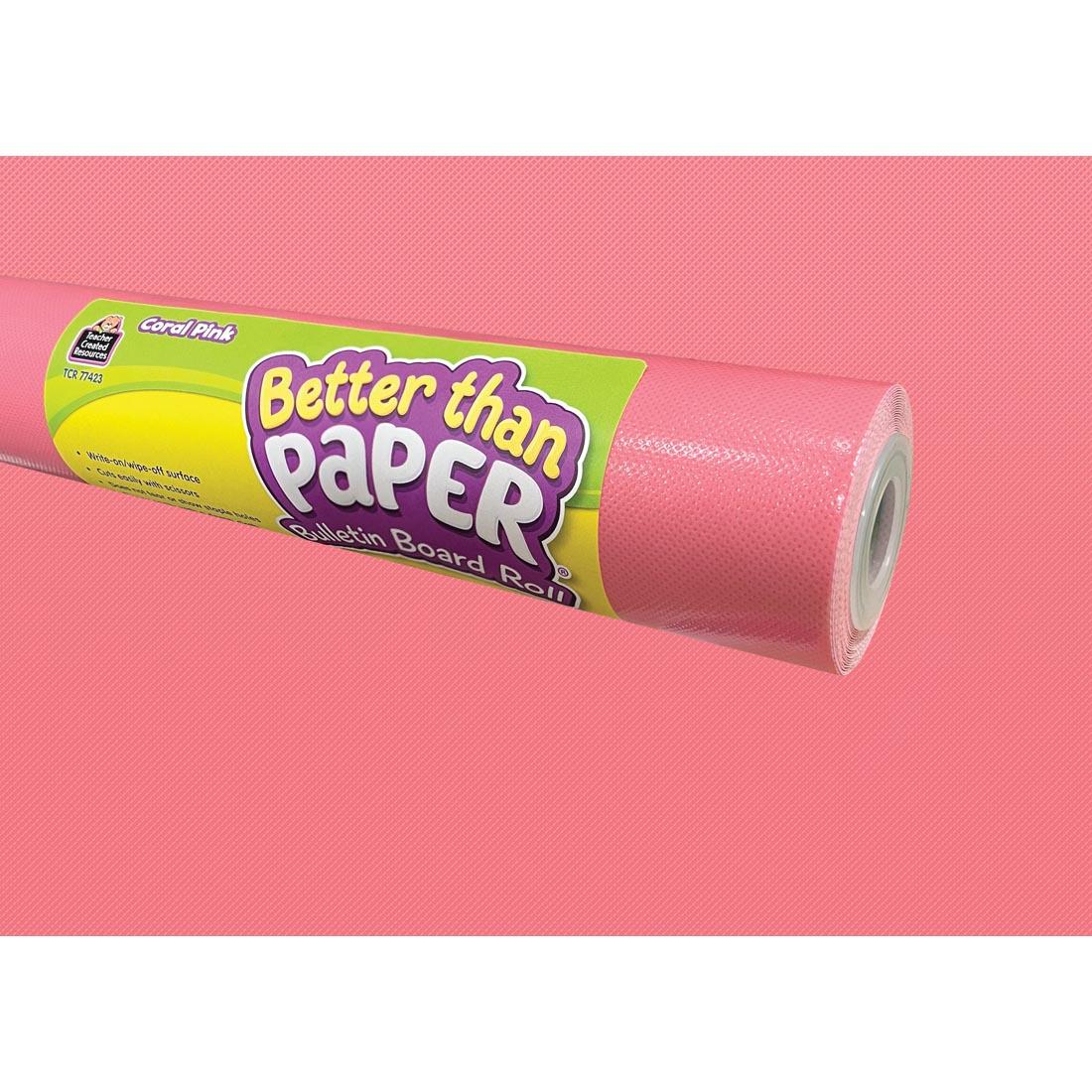 Coral Pink Better Than Paper Bulletin Board Roll with it shown in use in the background