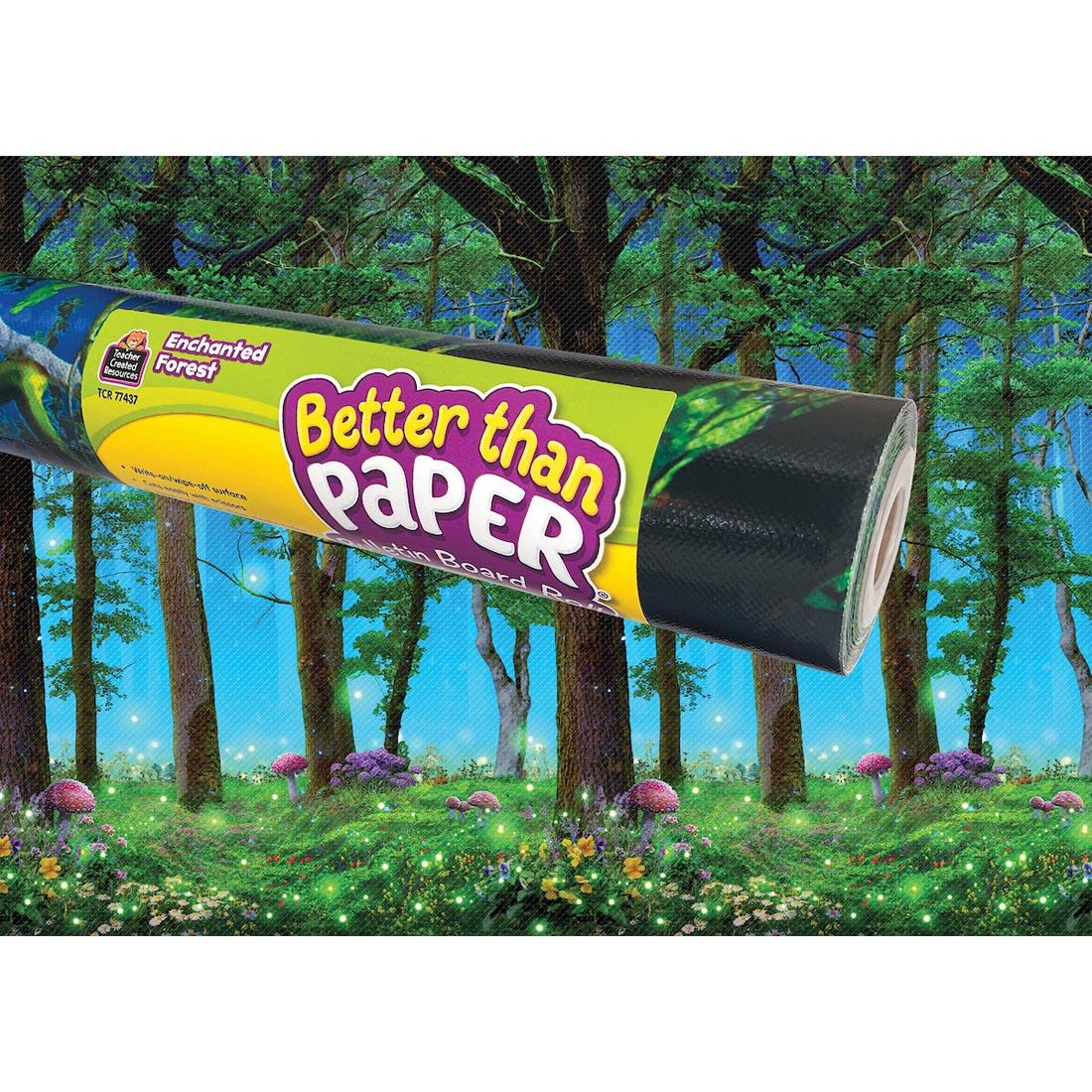 roll of Enchanted Forest Better Than Paper Bulletin Board Covering with the covering as the background