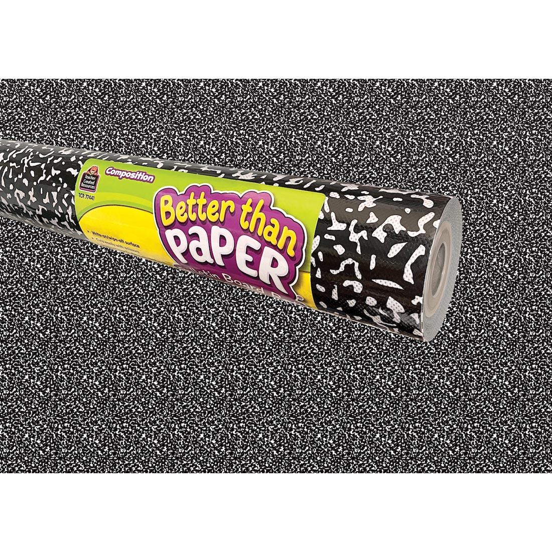 roll of Composition Black Better Than Paper Bulletin Board Covering with the covering as the background