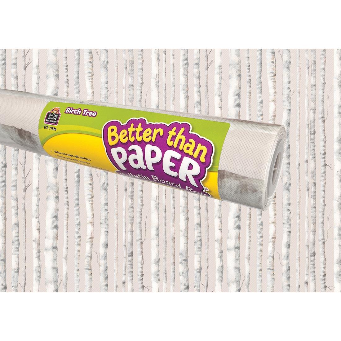 roll of Birch Trees Better Than Paper Bulletin Board Covering with the covering as the background