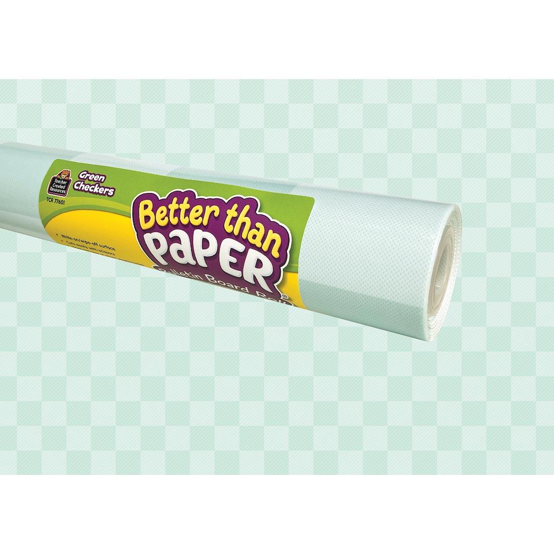roll of Green Checkers Better Than Paper Bulletin Board Covering with the covering as the background