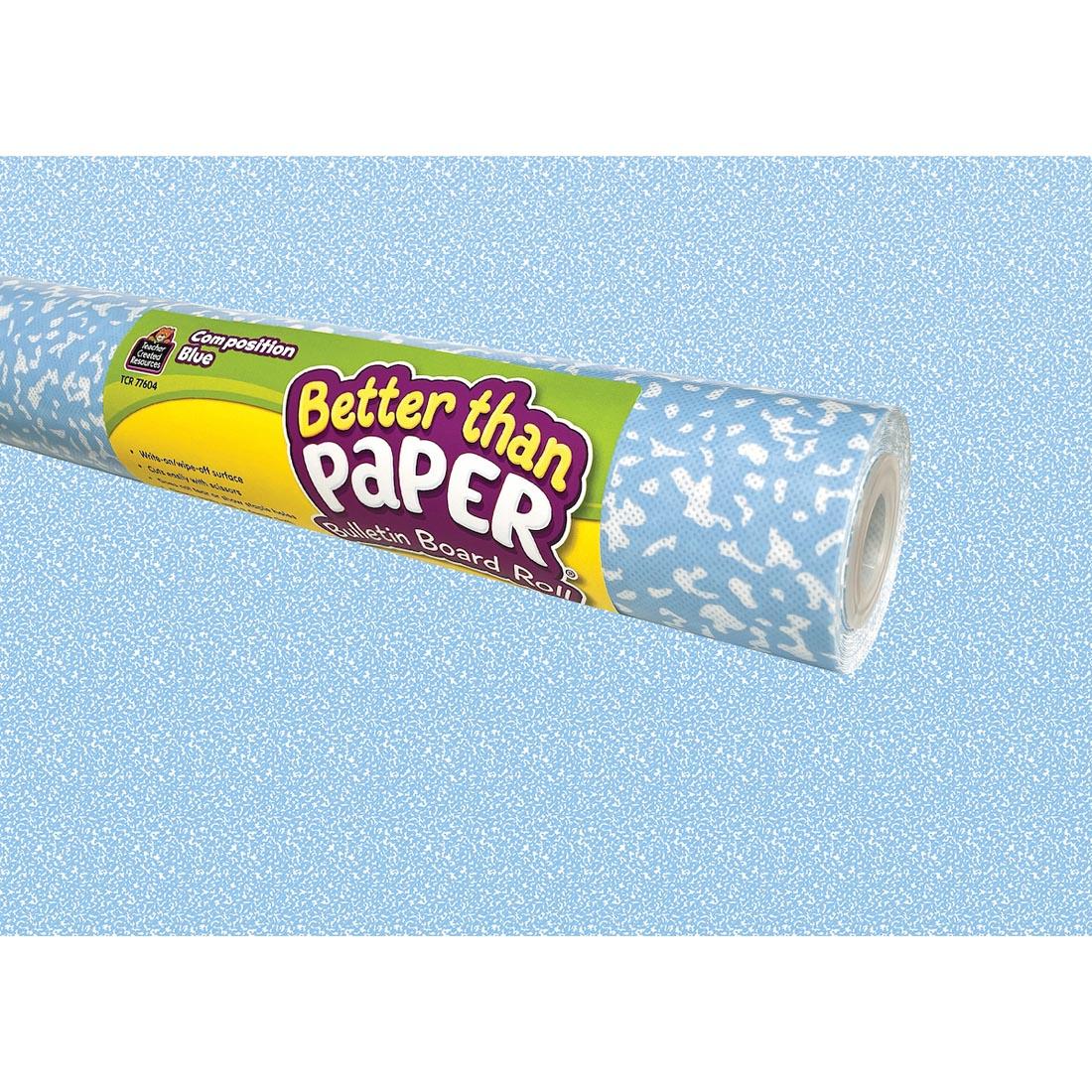 roll of Composition Blue Better Than Paper Bulletin Board Covering with the covering as the background