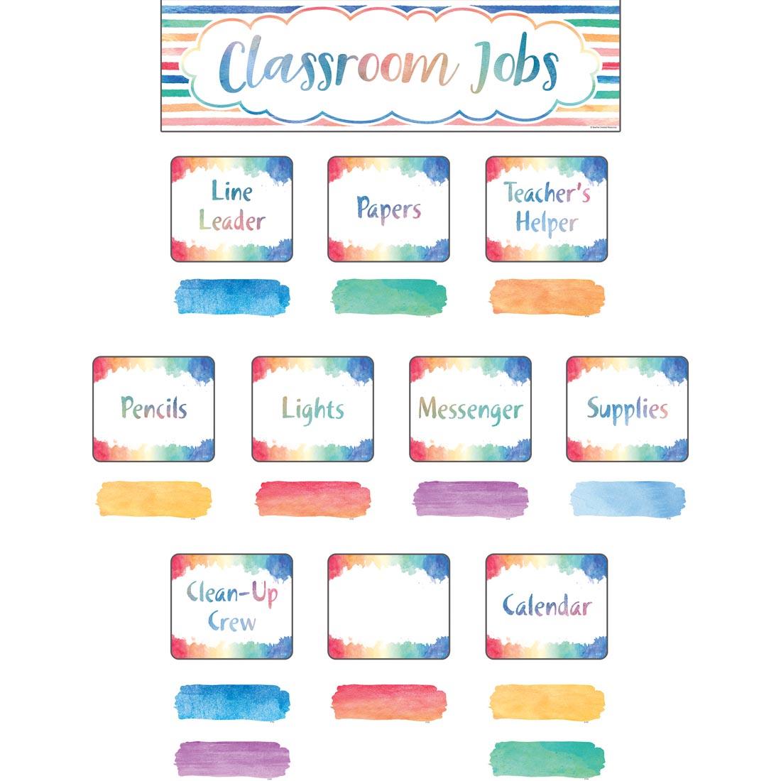Classroom Jobs Mini Bulletin Board Set from the Watercolor collection by Teacher Created Resources