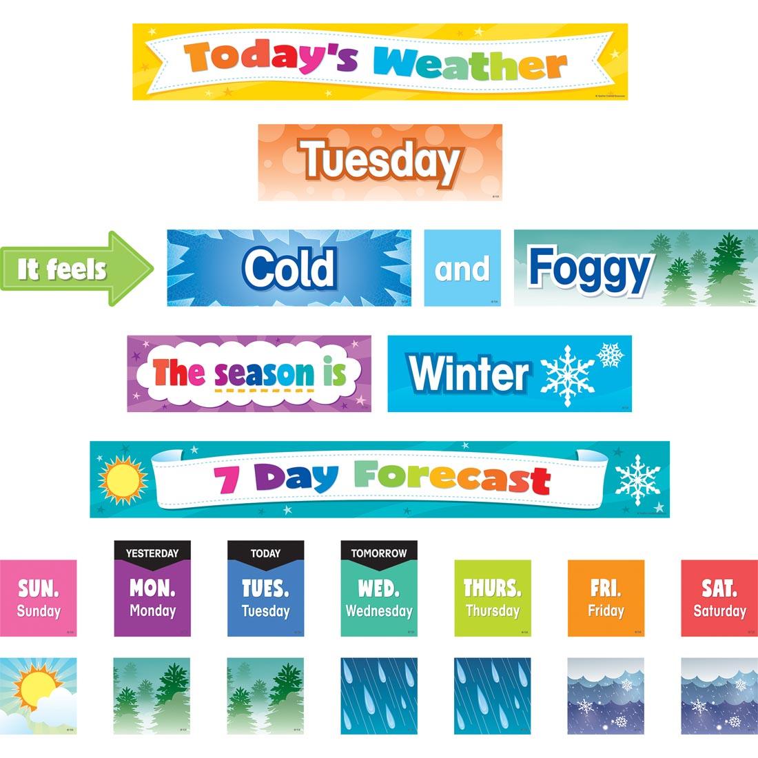 Colorful Weather Pocket Chart Cards By Teacher Created Resources