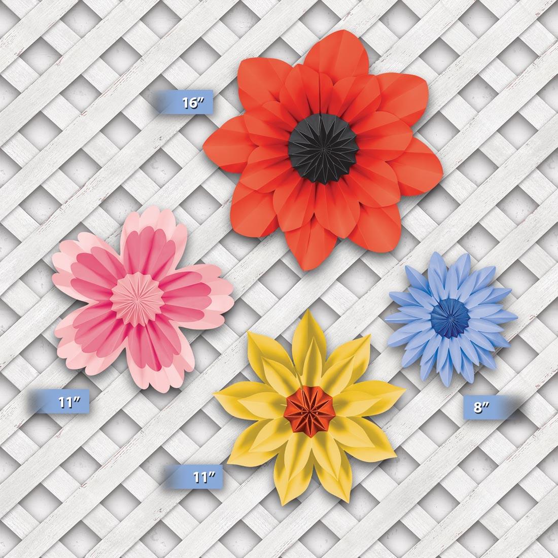 Paper Flowers from the Wildflowers collection by Teacher Created Resources labeled with their measurements