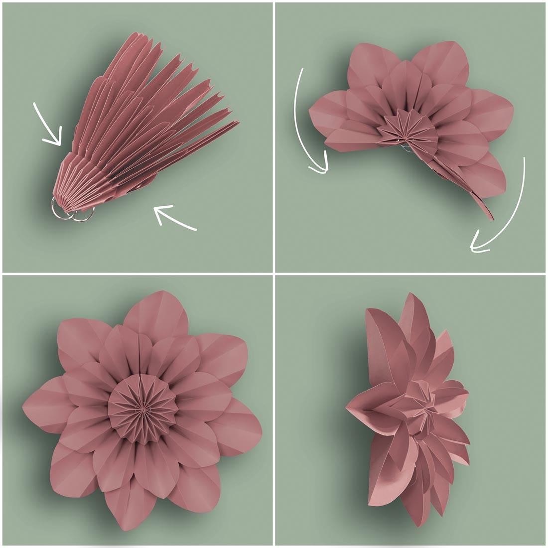 diagram for assembling Cottage Charm Paper Flowers from the Classroom Cottage collection by Teacher Created Resources