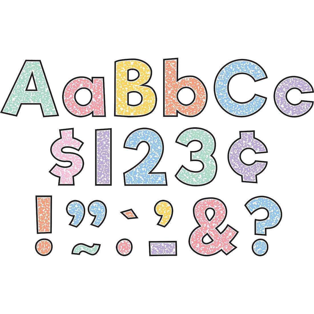 pieces from Cool For School Colorful Composition 4" Everyday Letters Combo Pack By Teacher Created Resources