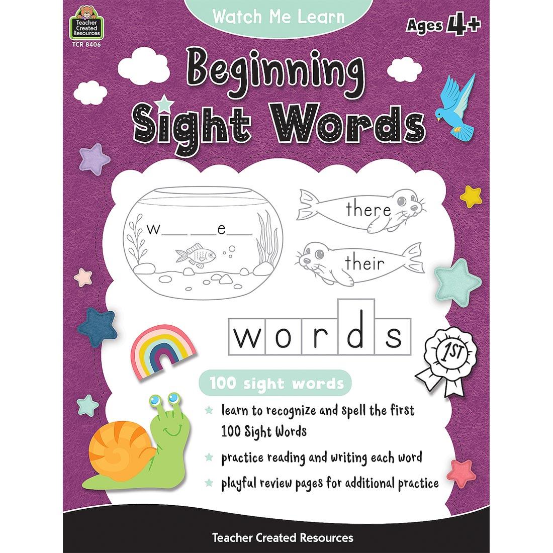 front cover of book Watch Me Learn: Beginning Sight Words By Teacher Created Resources