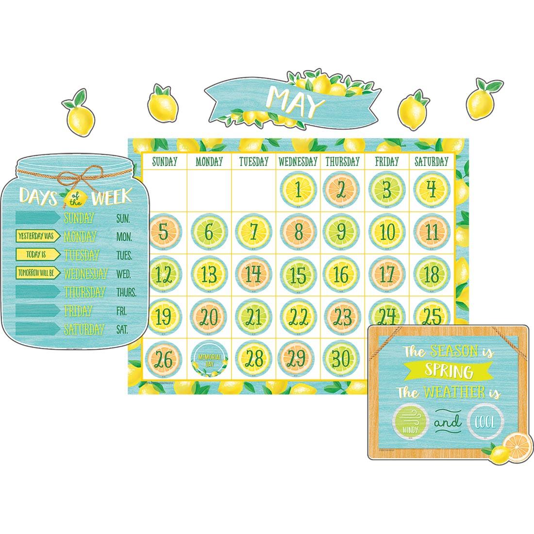 Calendar Bulletin Board Set from the Lemon Zest collection by Teacher Created Resources