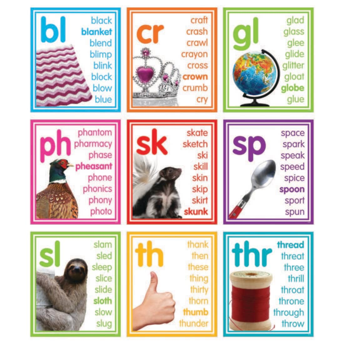 Colorful Photo Cards Digraphs and Blends Bulletin Board Set