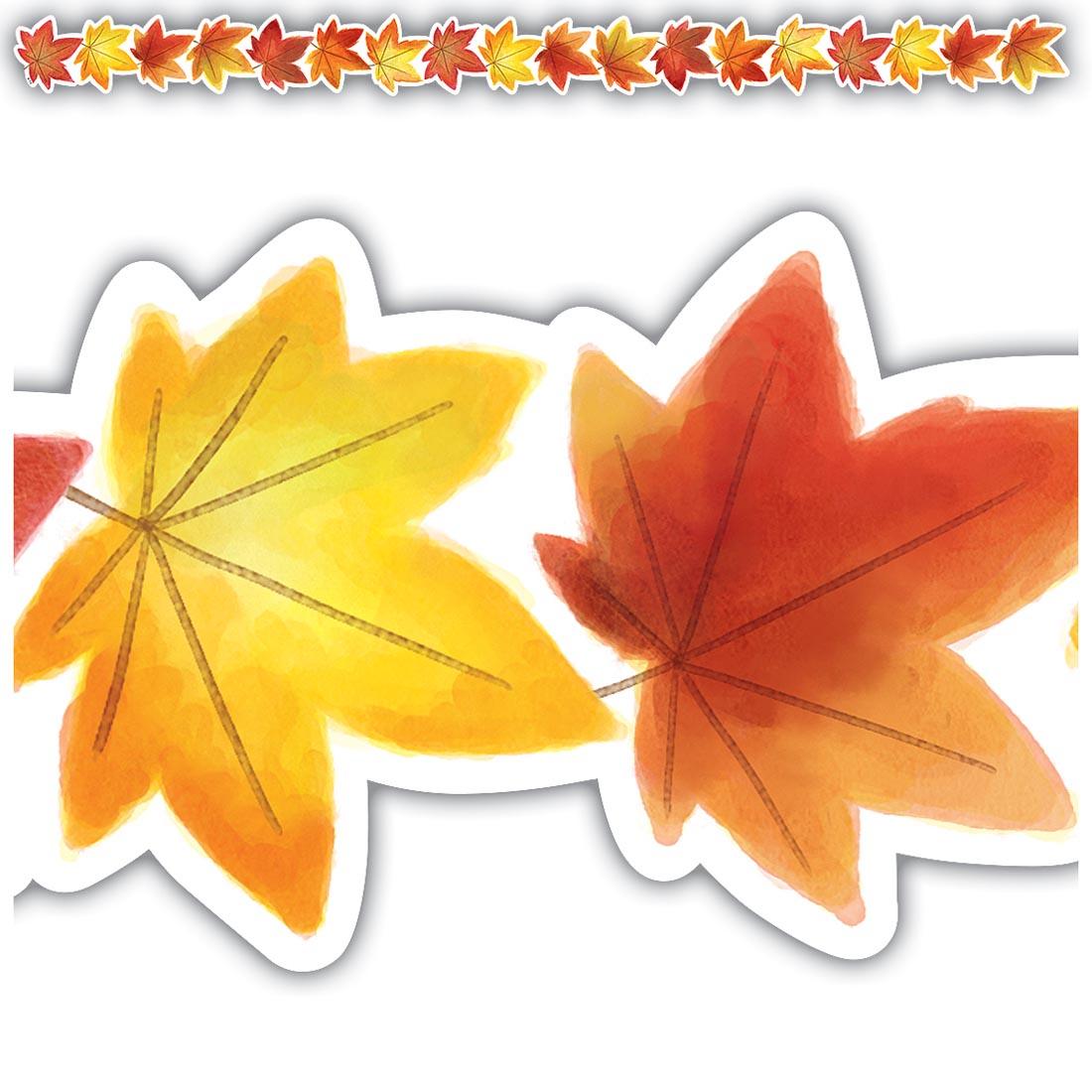 full strip plus a closeup of Fall Leaves Die-Cut Border Trim By Teacher Created Resources