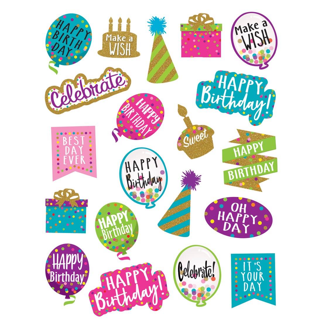 Happy Birthday Stickers from the Confetti collection by Teacher Created Resources