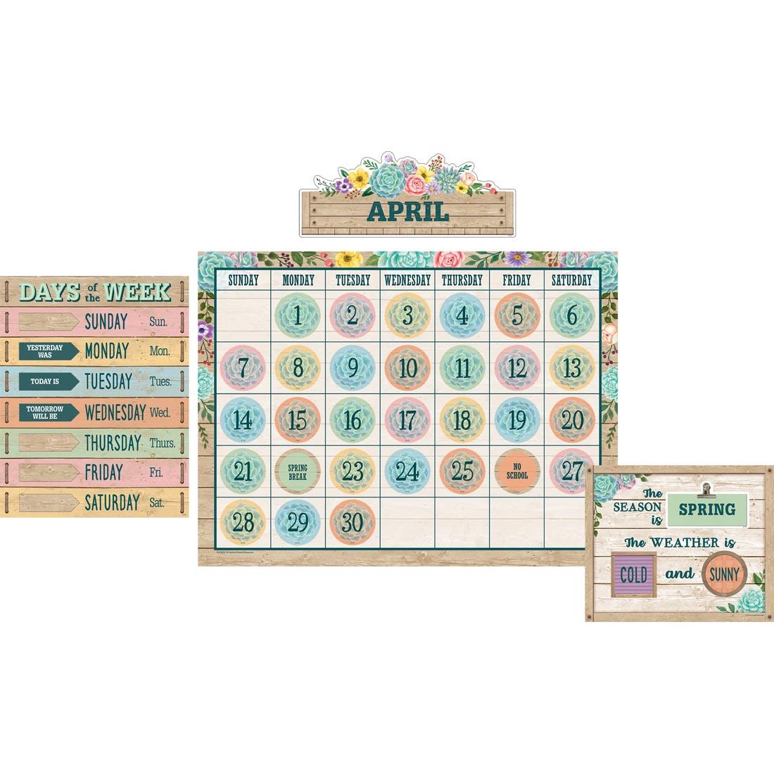 Calendar Bulletin Board Set from the Rustic Bloom collection by Teacher Created Resources