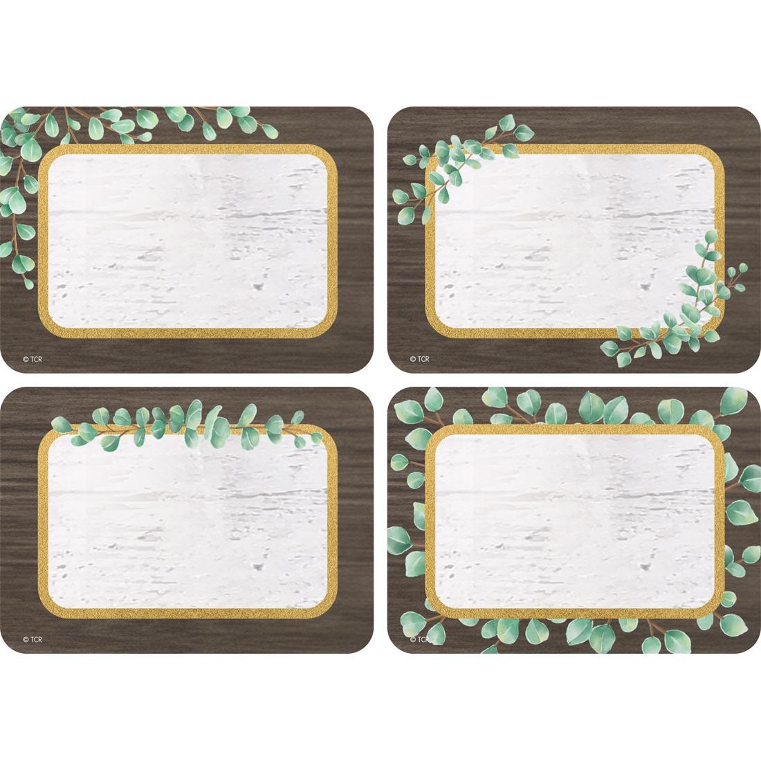 four Name Tags / Labels from the Eucalyptus collection by Teacher Created Resources