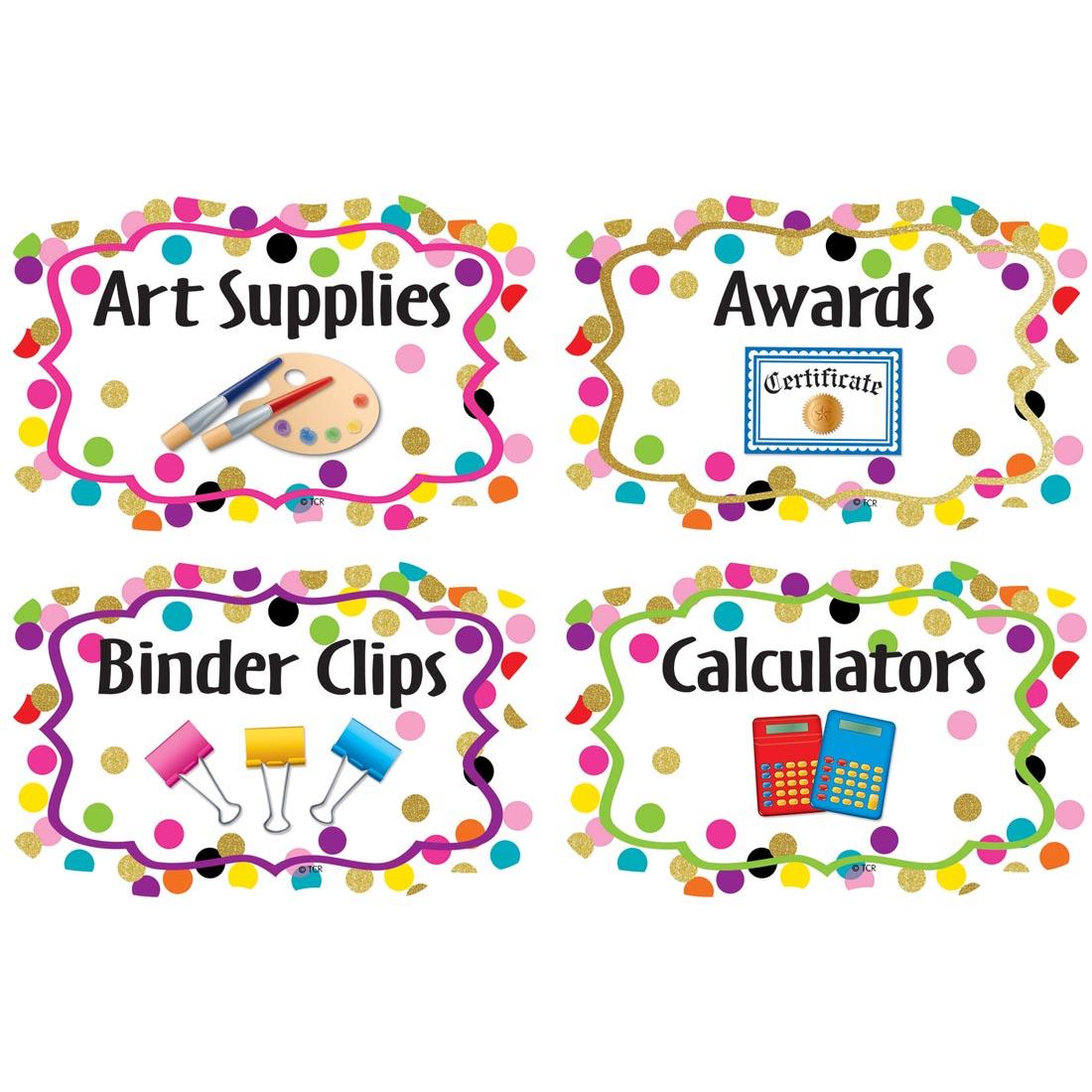 Supply Labels from the Confetti collection by Teacher Created Resources