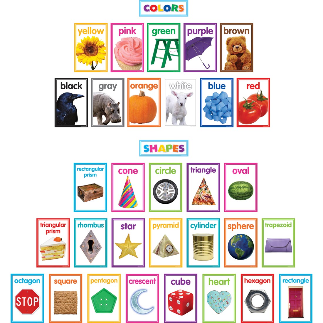 Colorful Photo Shapes & Colors Cards Bulletin Board Set by Teacher Created Resources