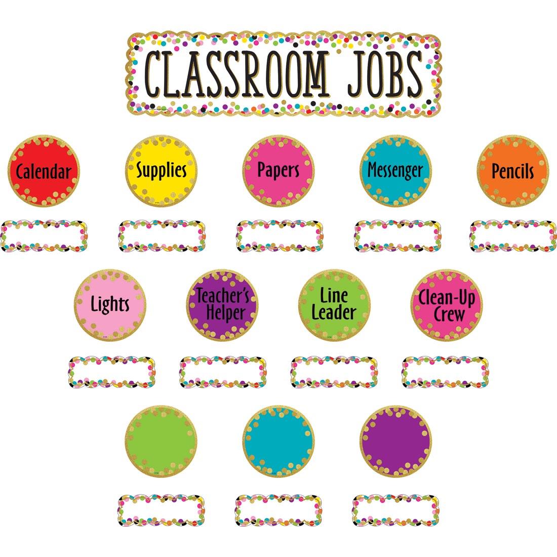 Classroom Jobs Mini Bulletin Board Set from the Confetti collection by Teacher Created Resources
