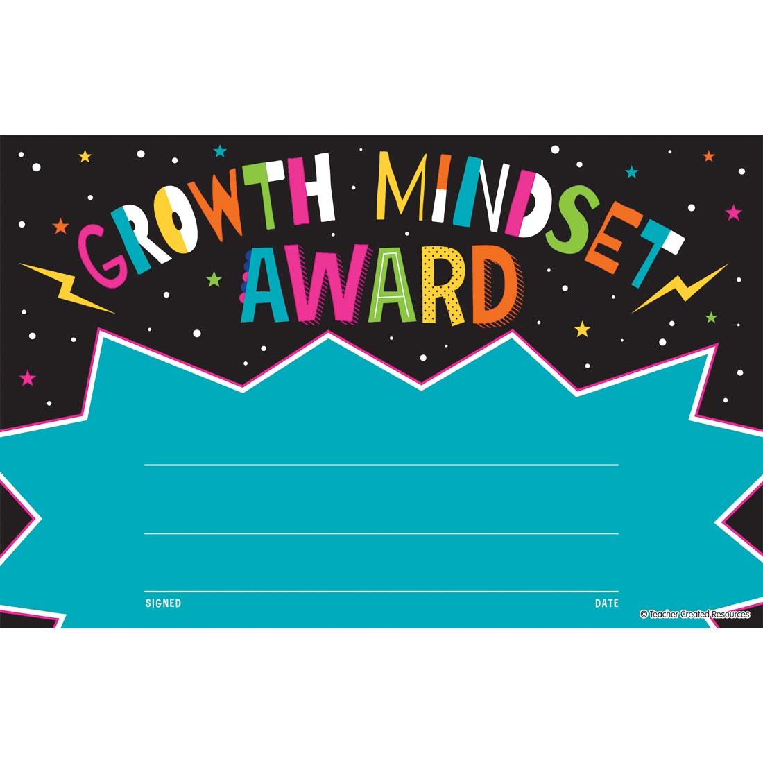 Growth Mindset Award by Teacher Created Resources