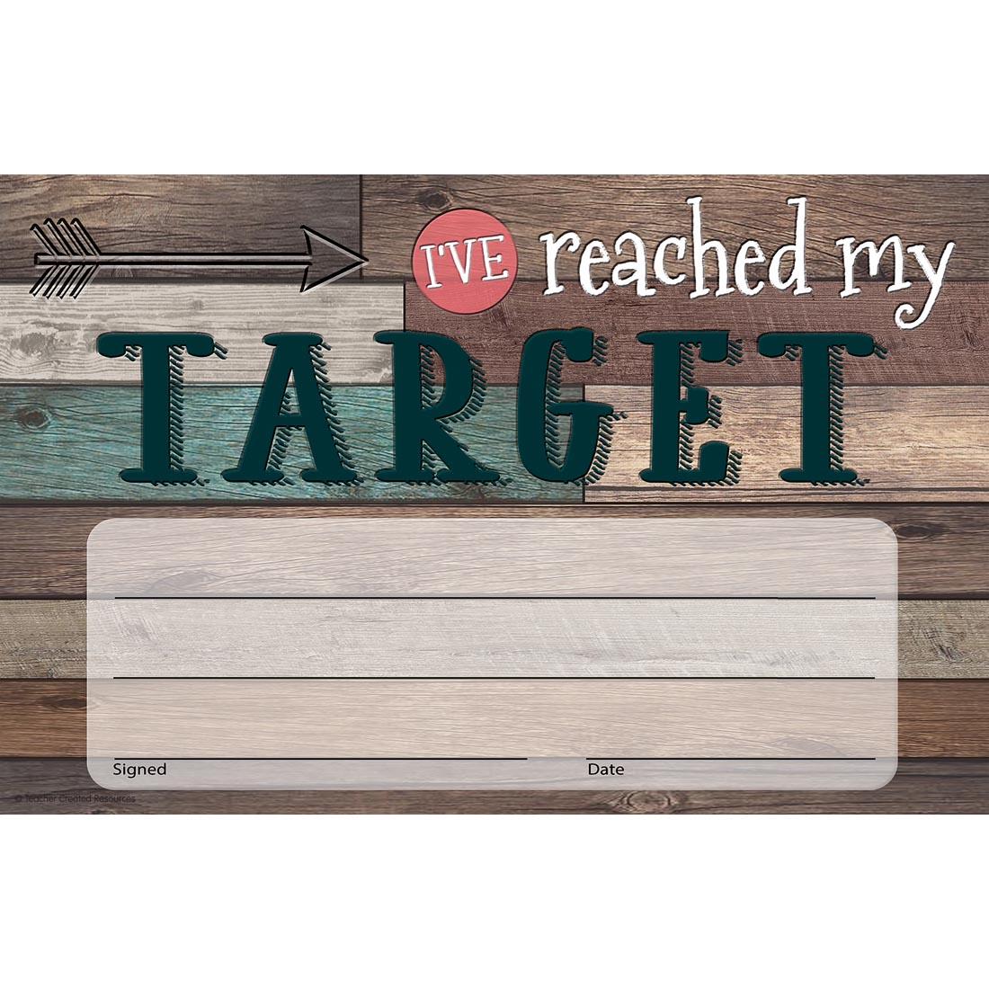 I've Reached My Target Award from the Home Sweet Classroom collection by Teacher Created Resources