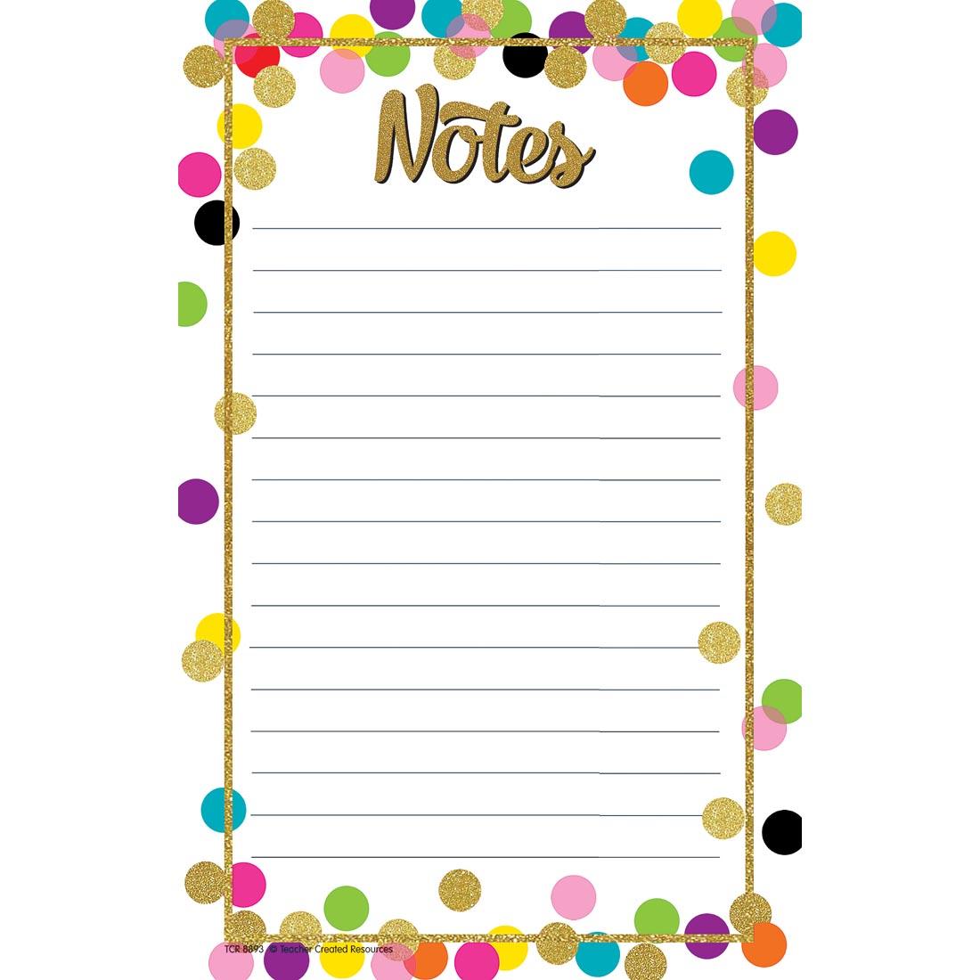 Notepad from the Confetti collection by Teacher Created Resources