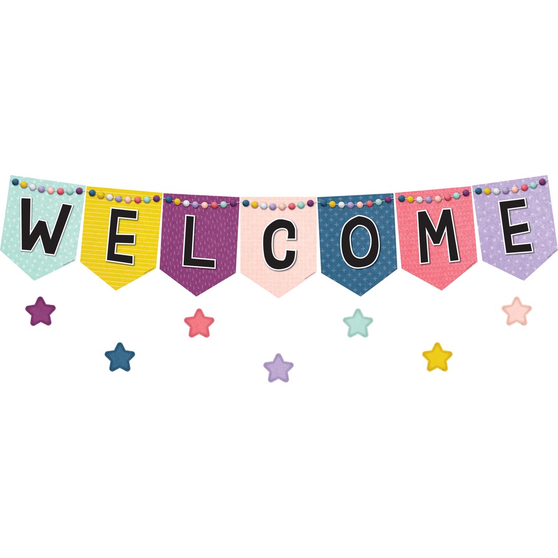 Pennants Welcome Bulletin Board Set from the Oh Happy Day collection by Teacher Created Resources