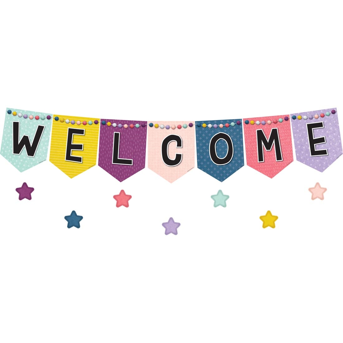 Pennants Welcome Bulletin Board Set from the Oh Happy Day collection by Teacher Created Resources