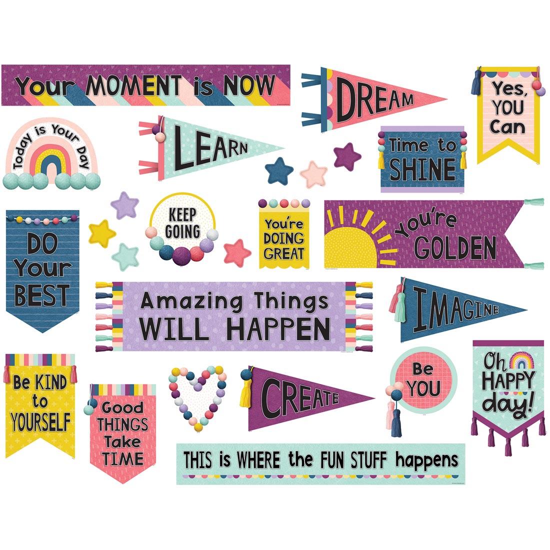 Positive Mini Bulletin Board Set from the Oh Happy Day collection by Teacher Created Resources