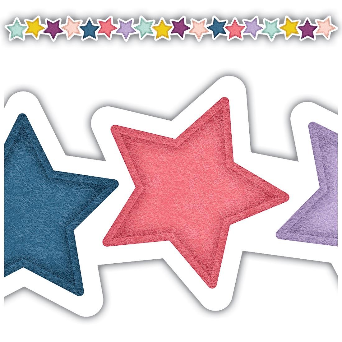 Full view and closeup of the Stars Die-Cut Border Trim from the Oh Happy Day collection by Teacher Created Resources
