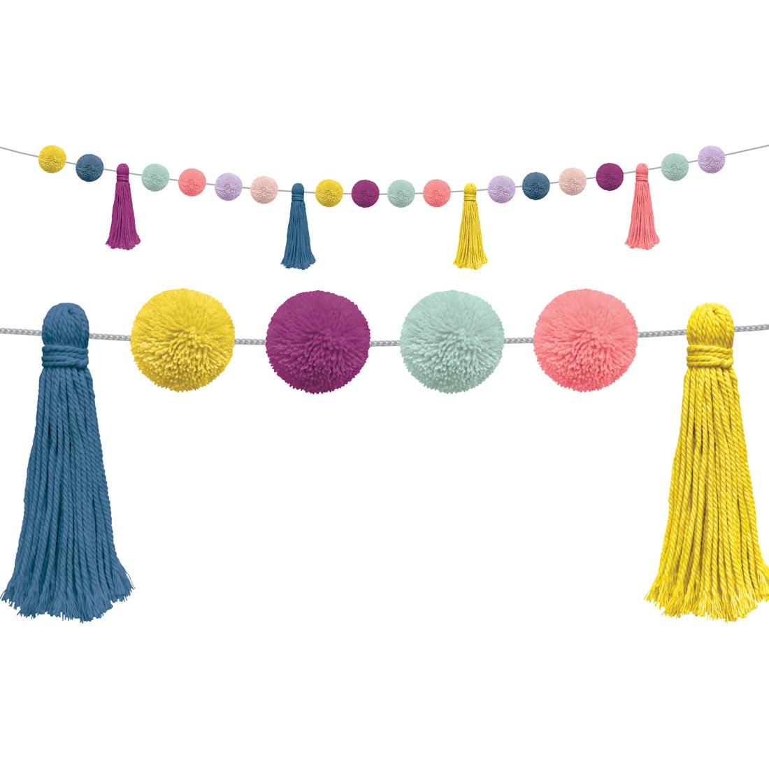 full strip plus a close-up of Pom-Poms And Tassels Garland from the Oh Happy Day collection by Teacher Created Resources