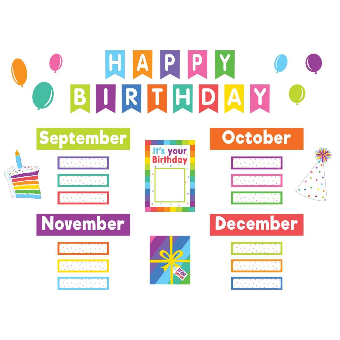 Colorful Happy Birthday Mini Bulletin Board Set by Teacher Created Resources
