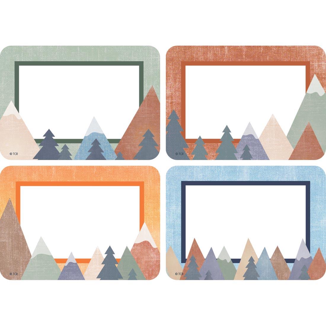 Four Name Tags/Labels from the Moving Mountains collection by Teacher Created Resources