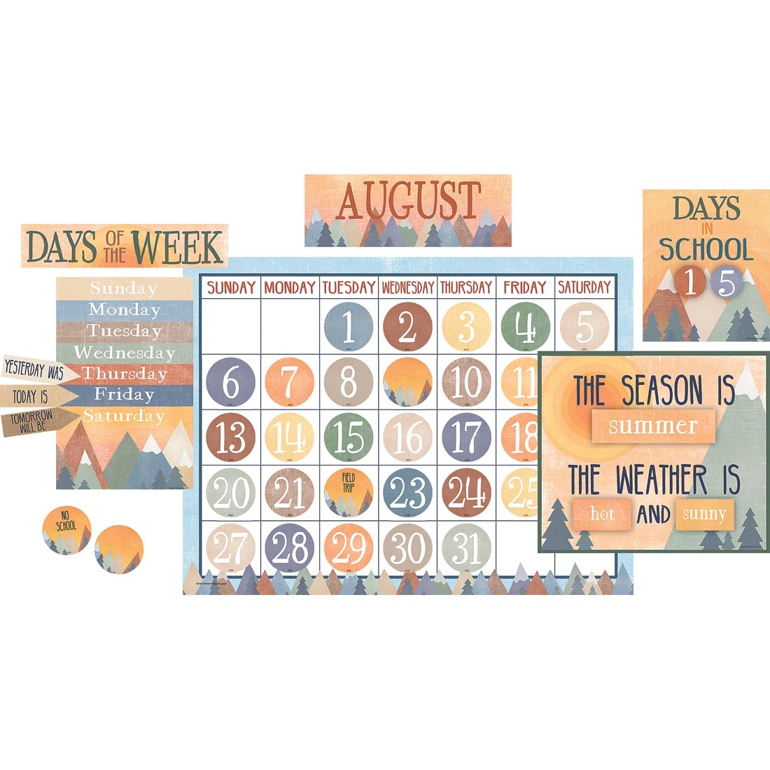 Calendar Bulletin Board Set from the Moving Mountains collection by Teacher Created Resources