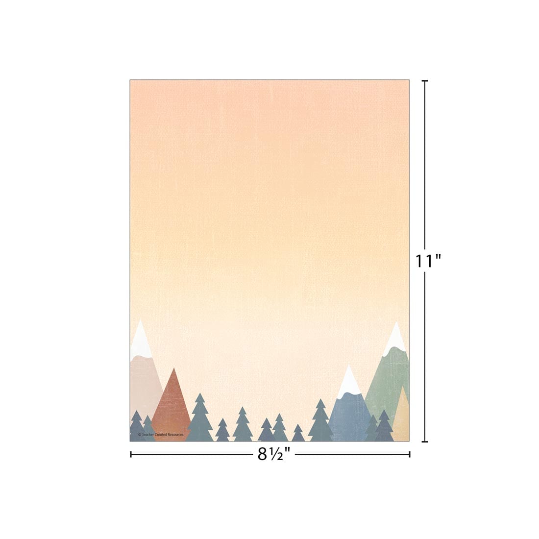 sheet of Computer Paper from the Moving Mountains collection by Teacher Created Resources labeled with measurements 11" x 8-1/2"