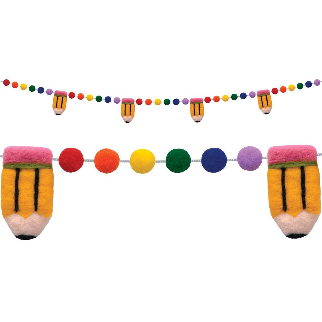 full strip plus closeup of Colorful Pencils Garland By Teacher Created Resources