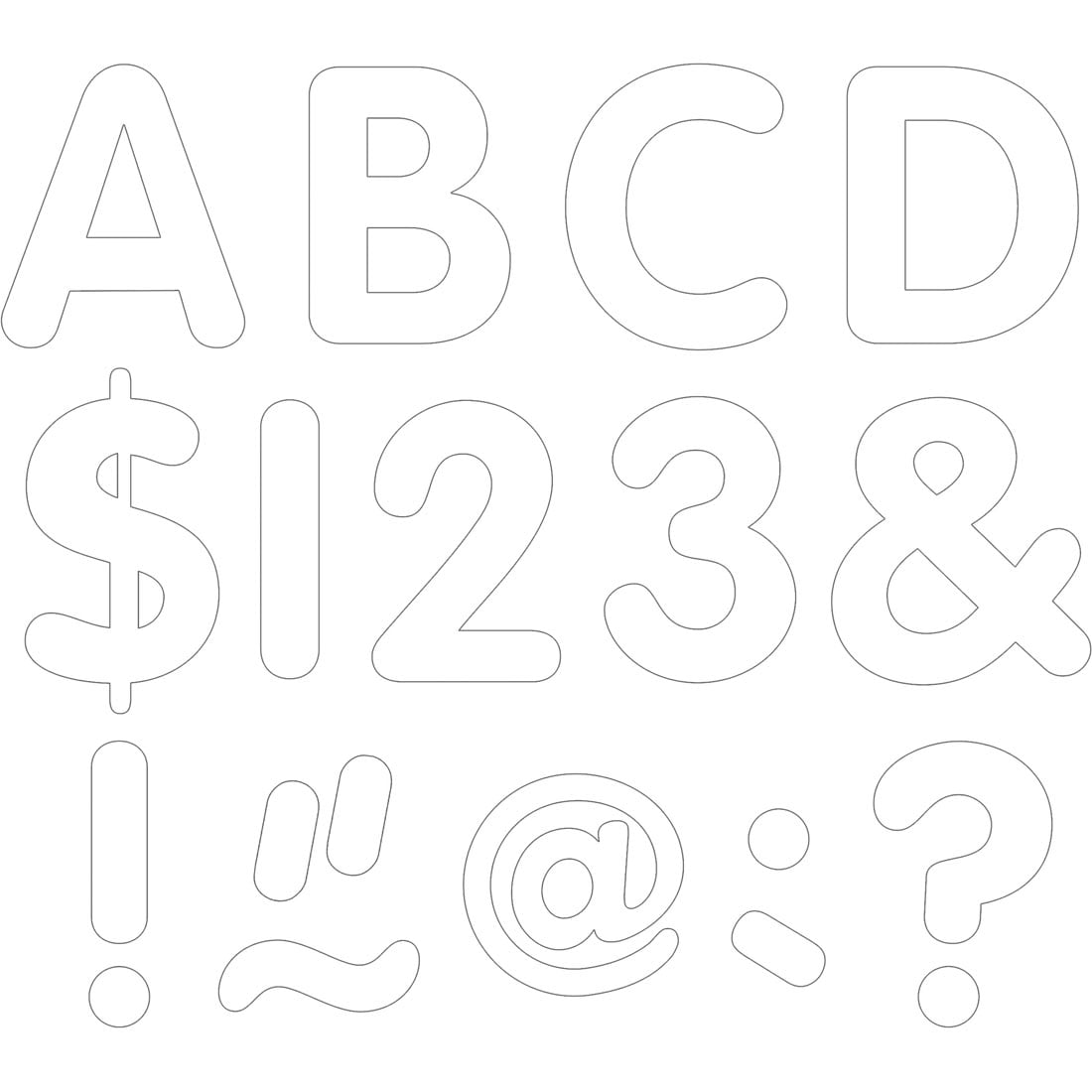 examples from the White Classic 2" Uppercase Letters Set By Teacher Created Resources