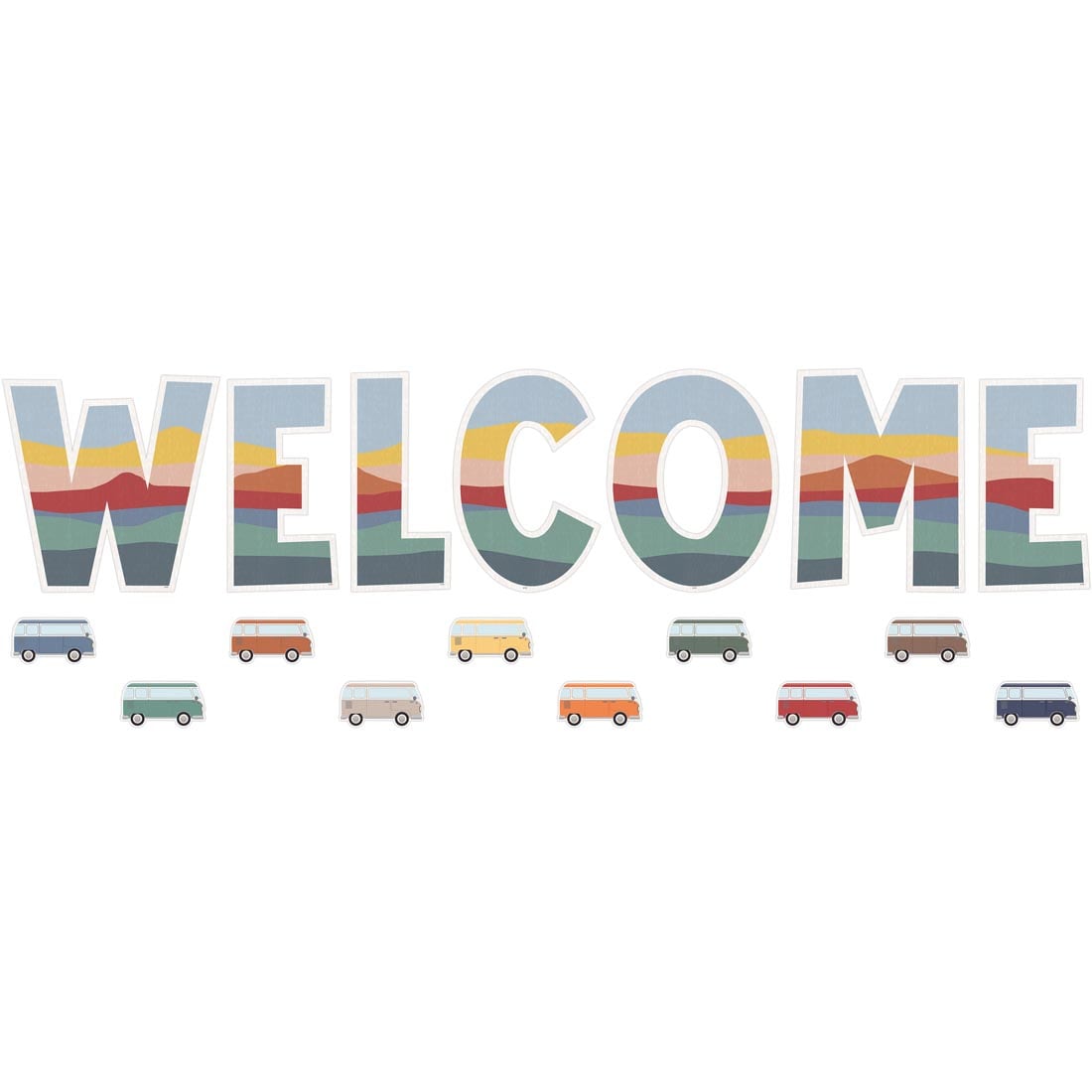 Welcome Bulletin Board Set from the Moving Mountains Road Trip collection by Teacher Created Resources
