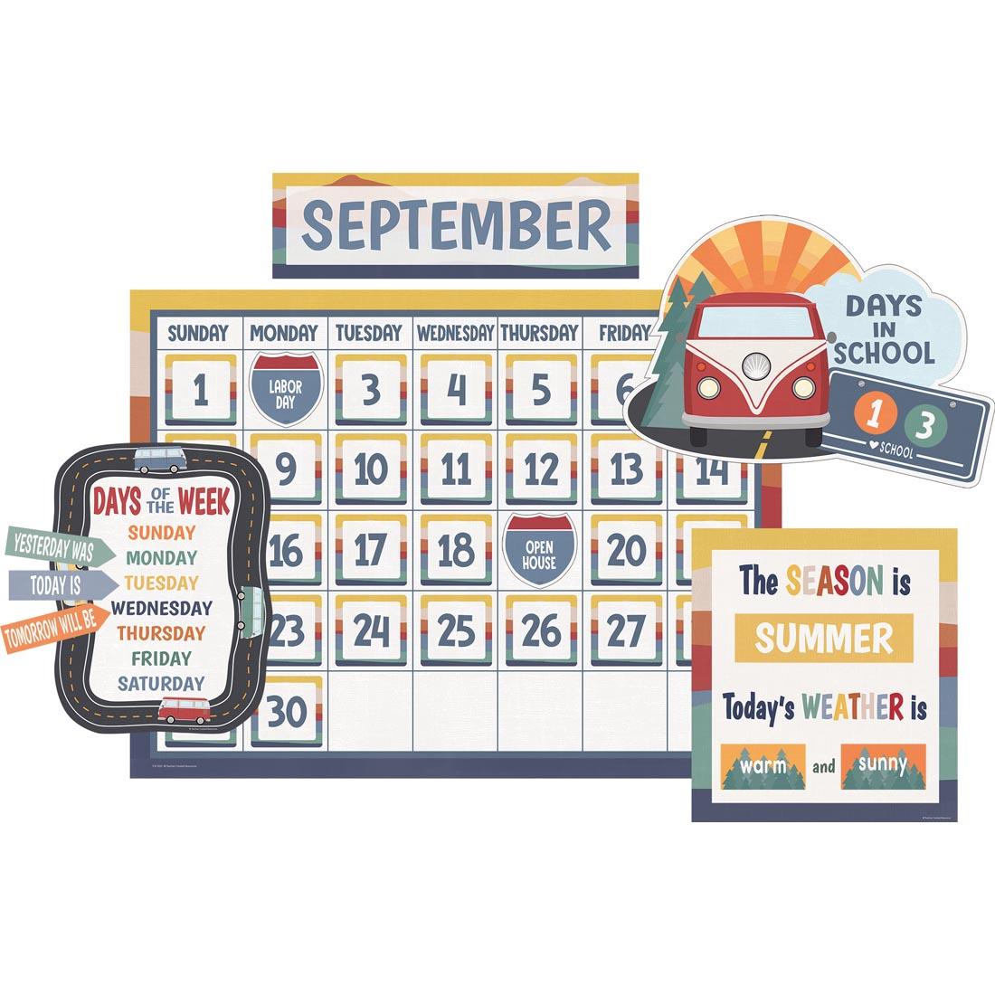 Calendar Bulletin Board Set from the Moving Mountains Road Trip collection by Teacher Created Resources