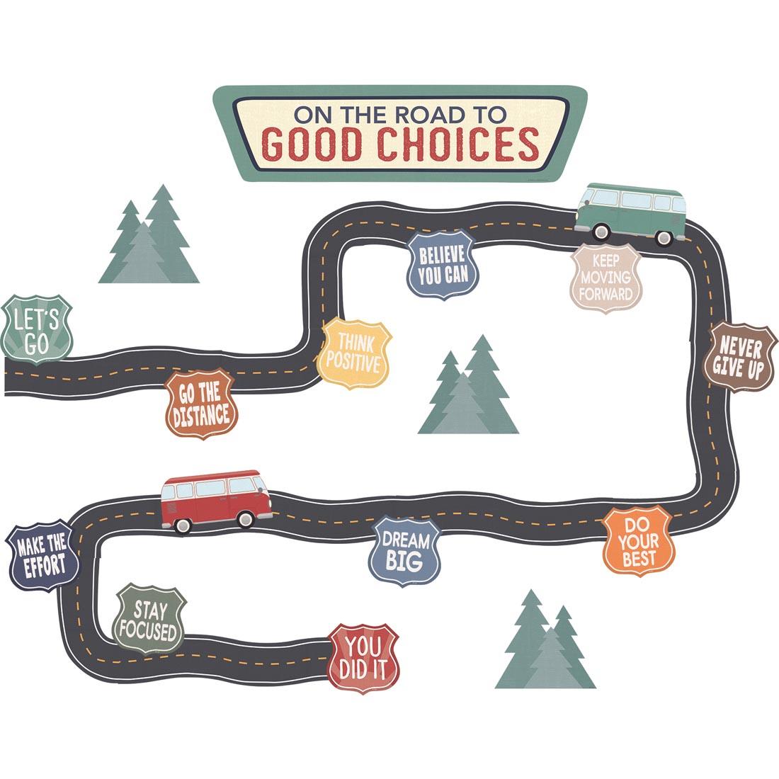 On the Road to Good Choices Mini Bulletin Board Set from the Moving Mountains Road Trip collection by Teacher Created Resources