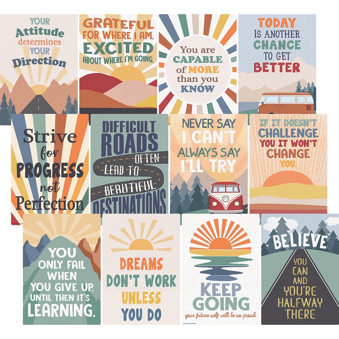 Positive Sayings Small Poster Pack from the Moving Mountains Road Trip collection by Teacher Created Resources