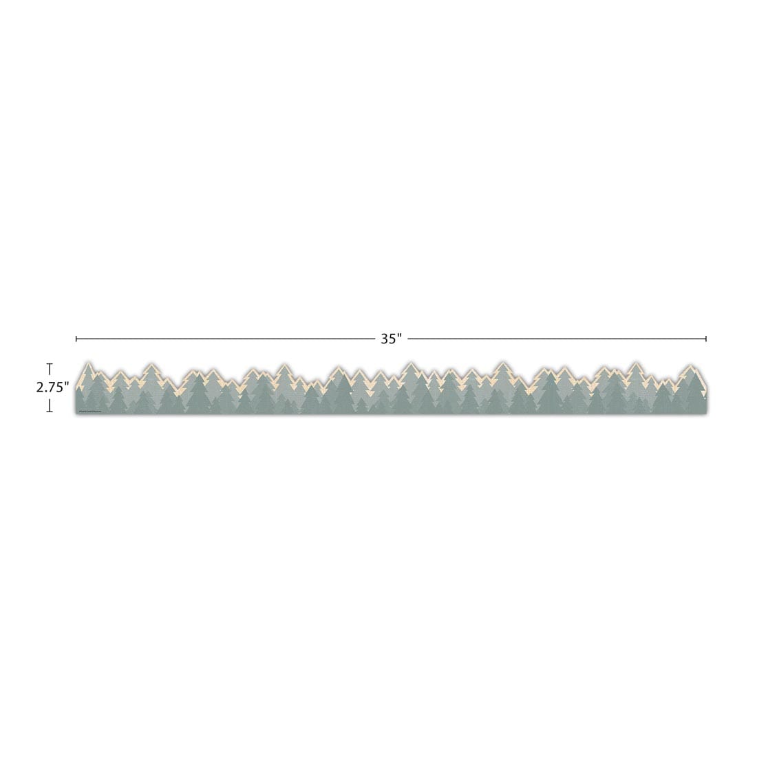 strip of Trees Die-Cut Border Trim from the Moving Mountains Road Trip collection by Teacher Created Resources labeled with the measurements 35" and 2.75"