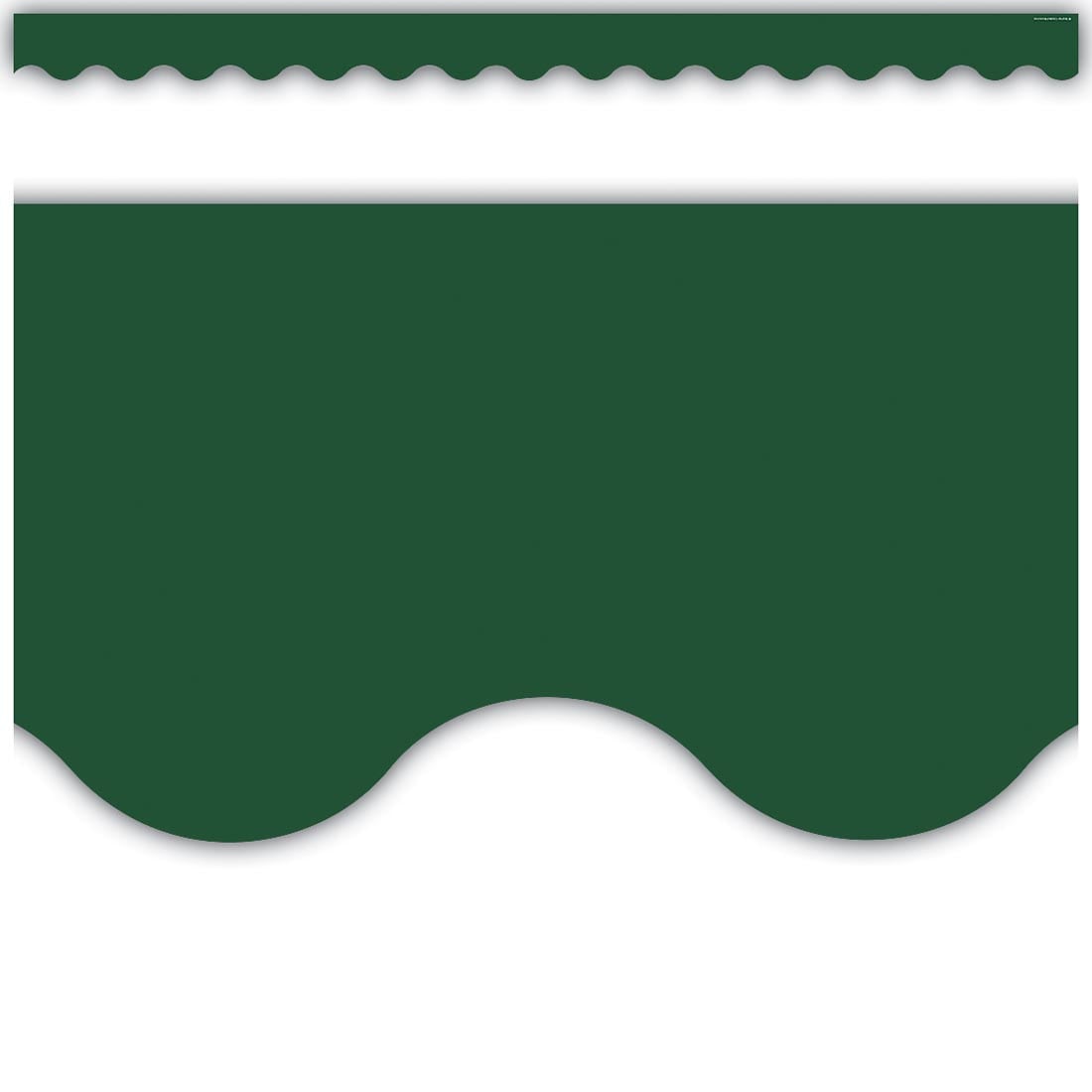 full strip plus closeup of Pine Green Scalloped Border Trim from the Moving Mountains Road Trip collection by Teacher Created Resources