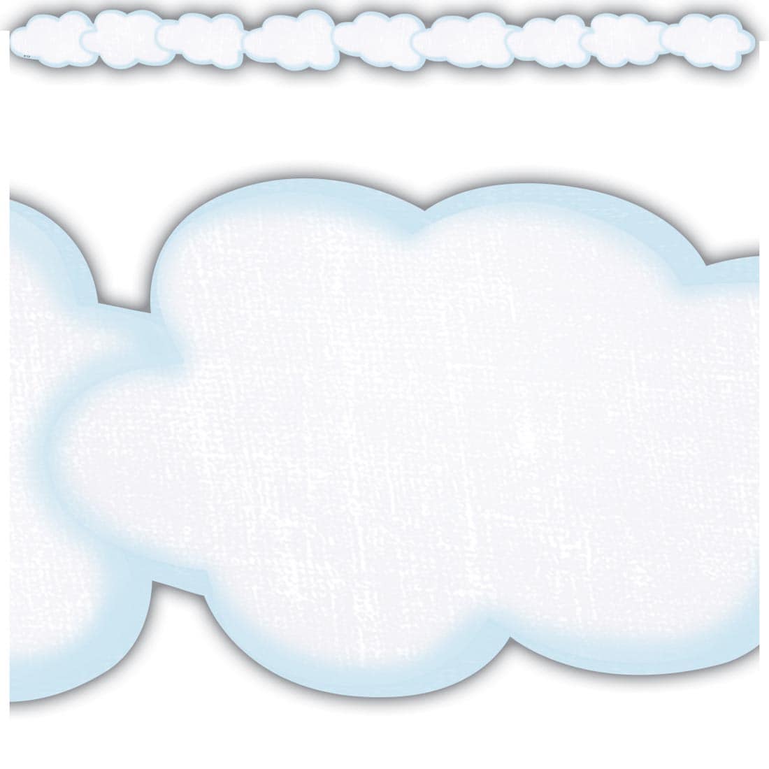full strip plus closeup of Clouds Die-Cut Border Trim from the Moving Mountains Road Trip collection by Teacher Created Resources