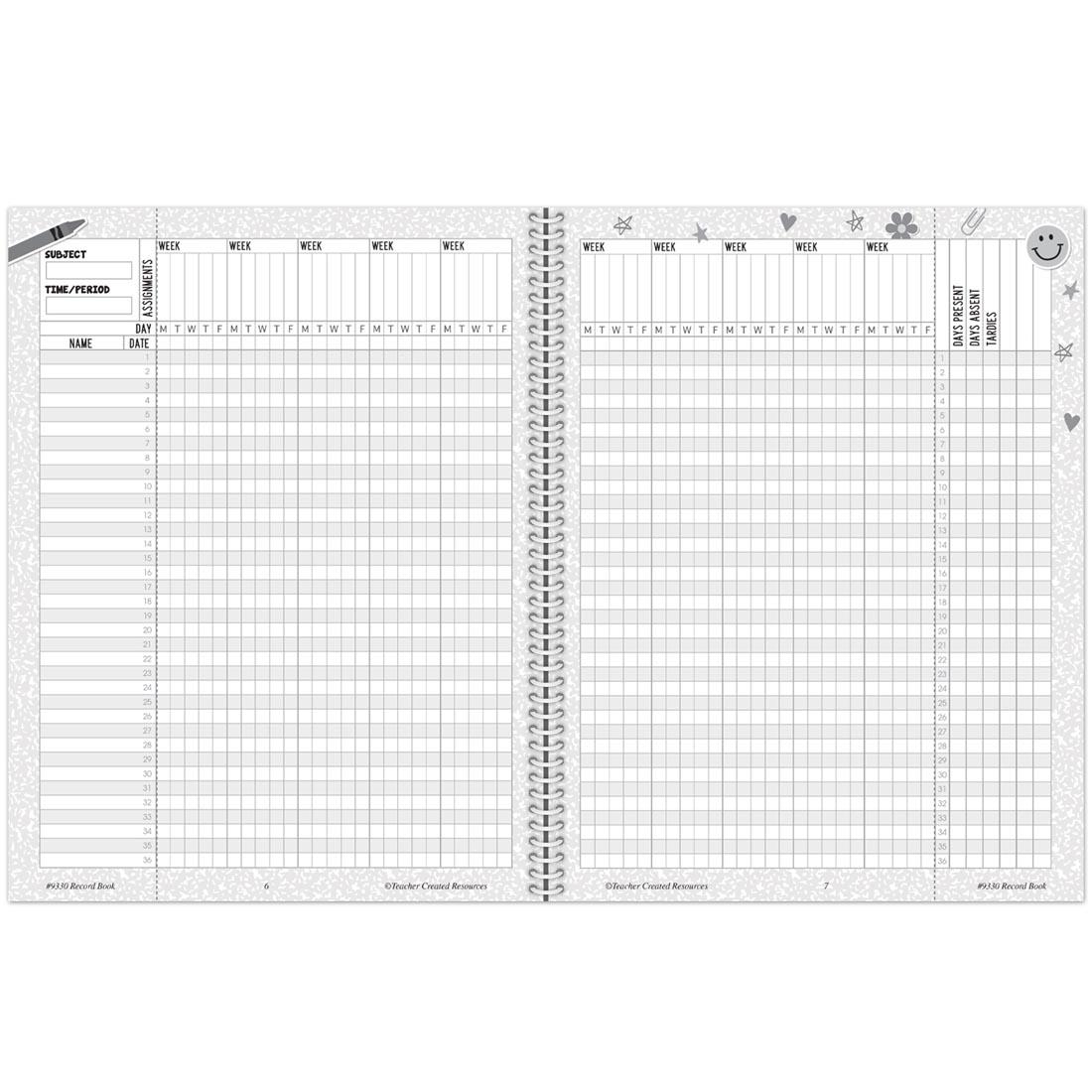 2 pages from the Record Book from the Cool For School collection by Teacher Created Resources