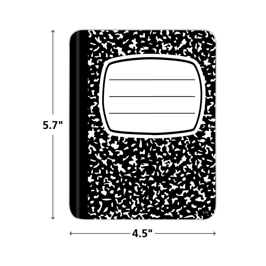 Composition Book Accent from the Cool For School collection by Teacher Created Resources labeled with measurements 5.7" and 4.5"