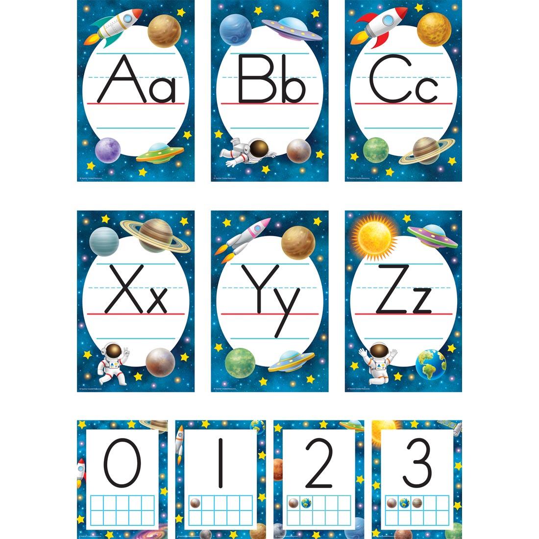 10 pieces from the Alphabet Bulletin Board Set from the Outer Space Crew collection by Teacher Created Resources