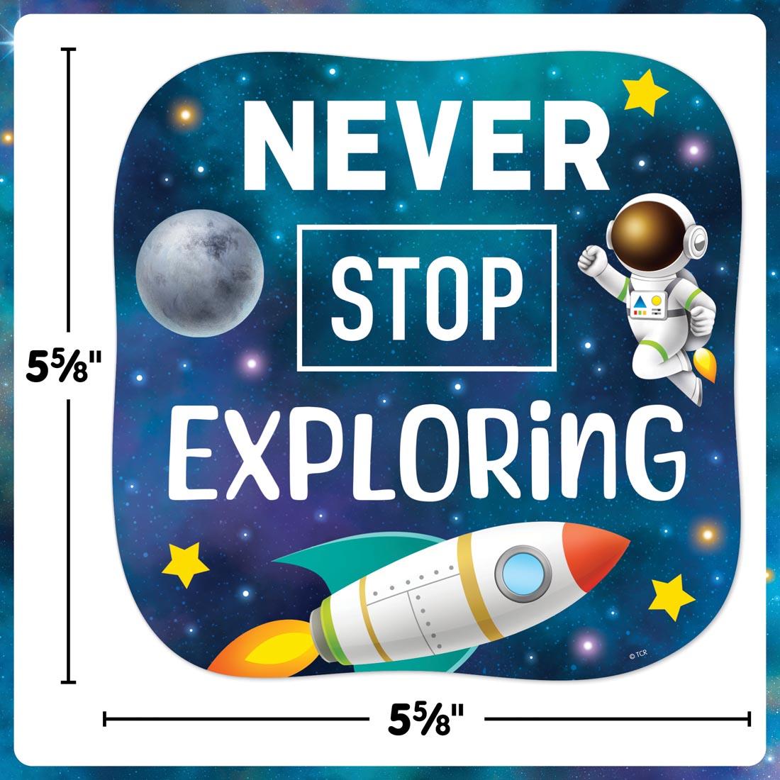 Positive Sayings Accent from the Outer Space Crew collection by Teacher Created Resources labeled with measurements 5-5/8" x 5-5/8"