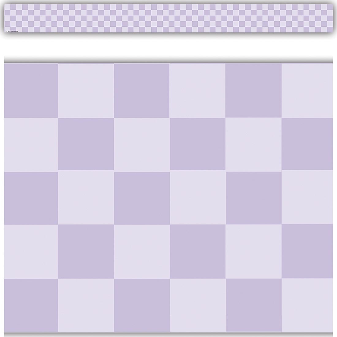 full strip plus closeup of Purple Checkers Straight Border Trim from the Cool for School collection by Teacher Created Resources
